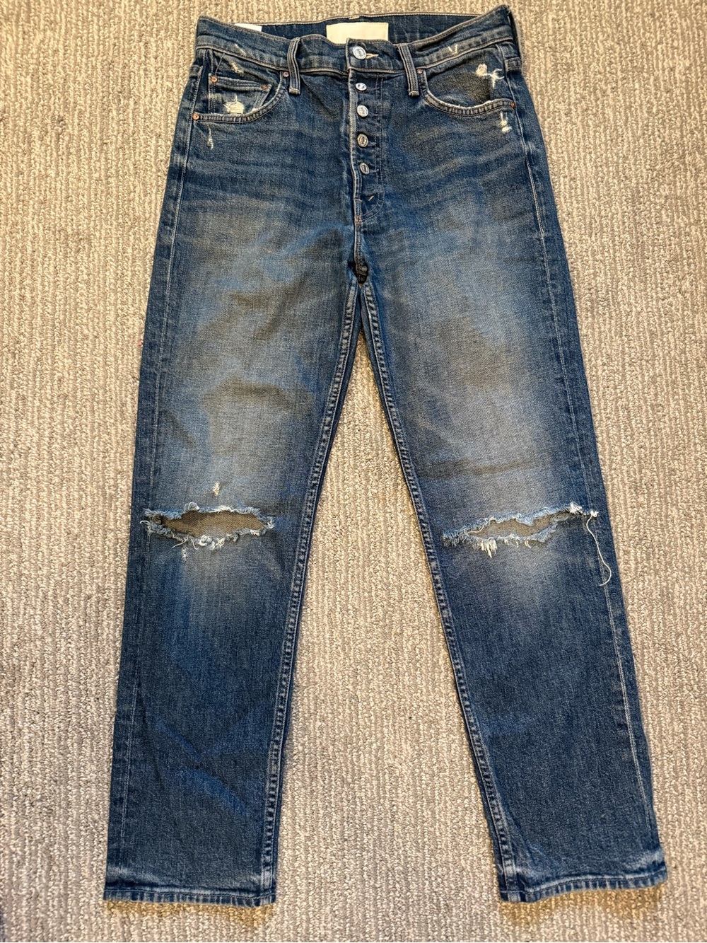 MOTHER The Pixie Tomcat Ankle Jean 27 Born To Bite High Rise Distressed Straight